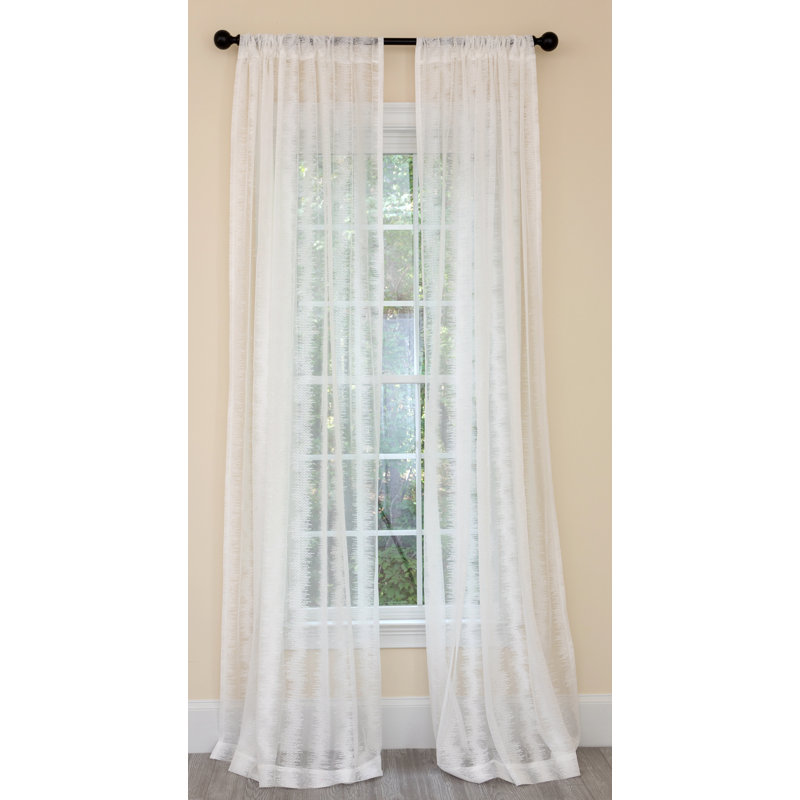 Tyonna Sheer Curtain Single Panel, White, 54" W x 84" L