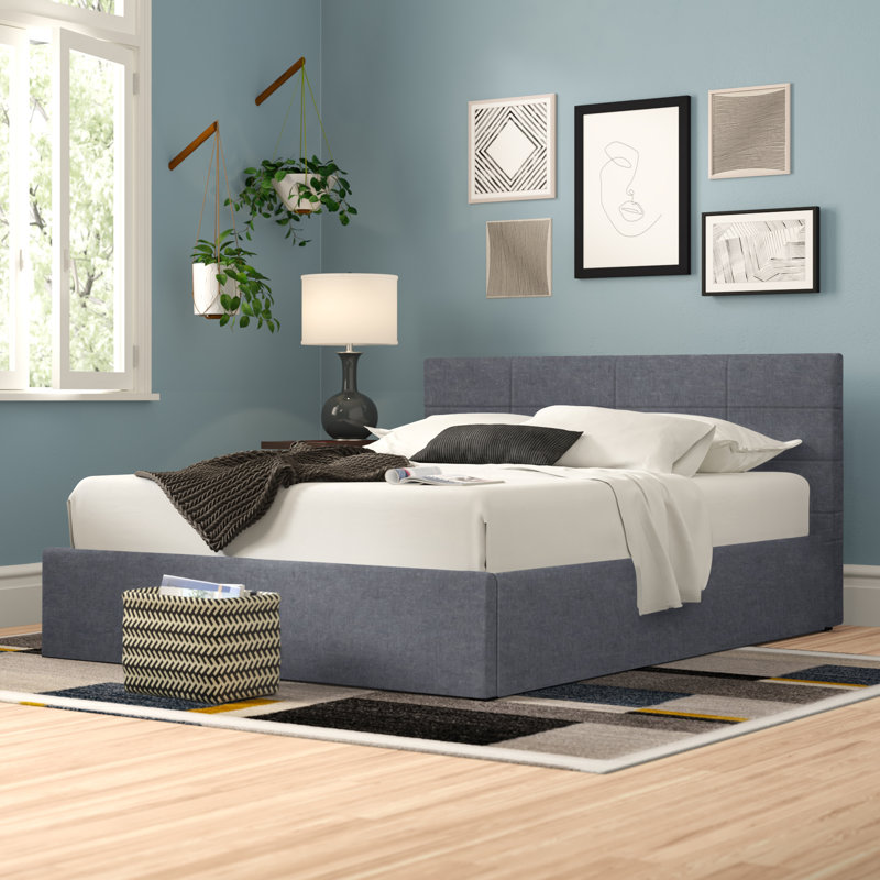 Philippe Upholstered Ottoman Bed, Grey, Double (4'6)