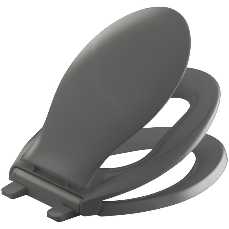 Transitions Quiet-Close with Grip-Tight Elongated Toilet Seat, Thunder Grey, Non Ready Latch