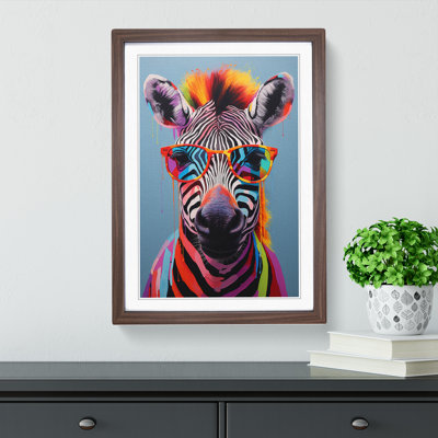 Zebra With Glasses Painting - Framed Print