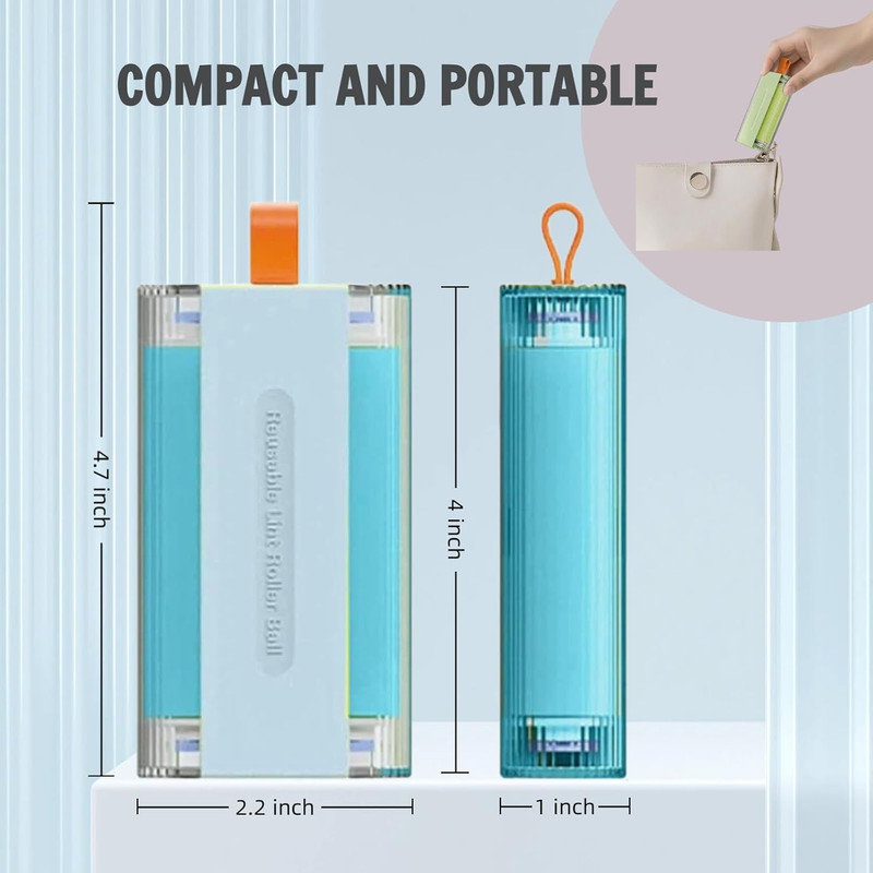 Mini Washable and Reusable Lint Roller for Clothes,Portable Sticky Roller Travel Size, Compact Pet Hair Remover and Small Lint Remover Extra Sticky,3PCS(Green&Blue&Purple)