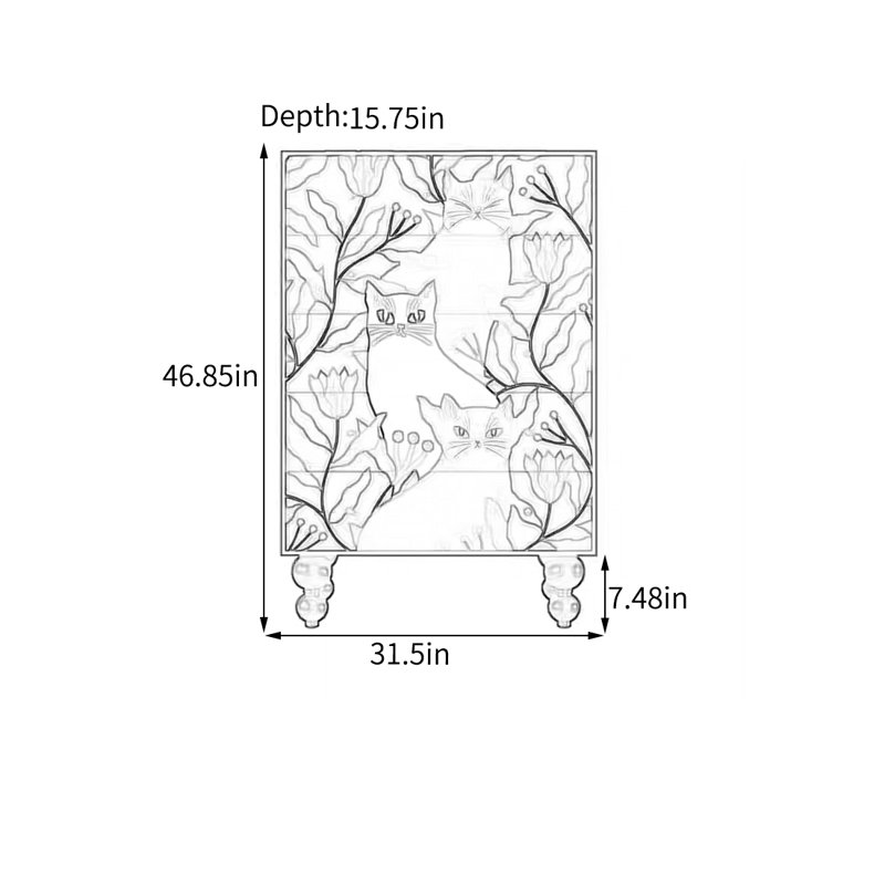 Armoire de rangement avec 5 tiroirs et plateau spacieux
