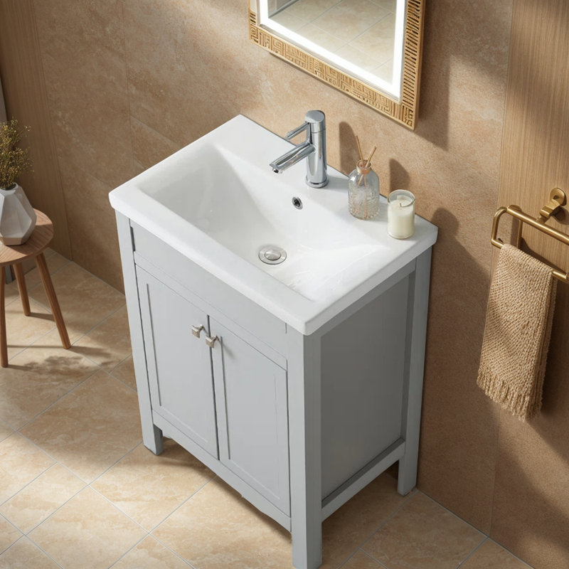Meuble-lavabo simple autoportant 24 po avec lavabo en céramique 24 po