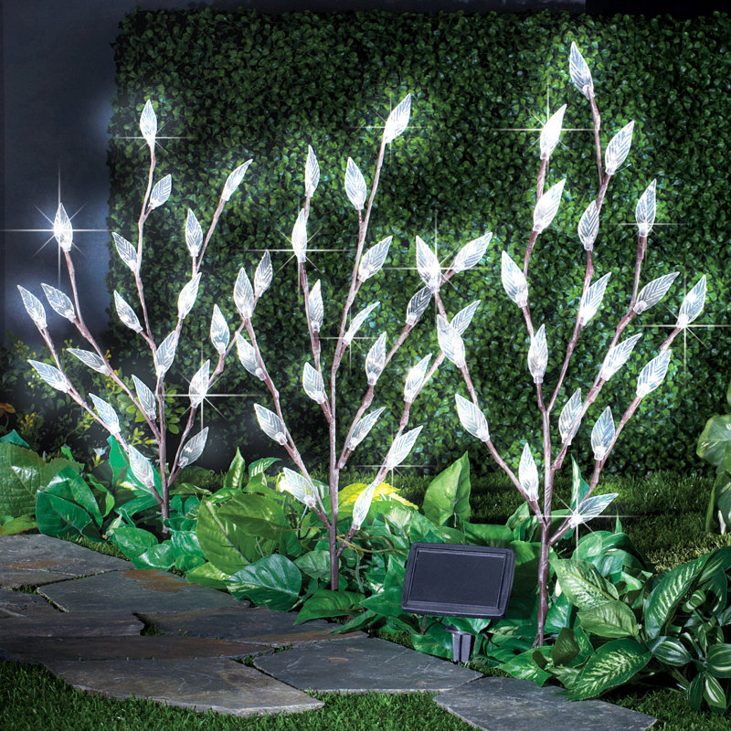 Branche de feuille avec éclairage à piles et branches, Blanc