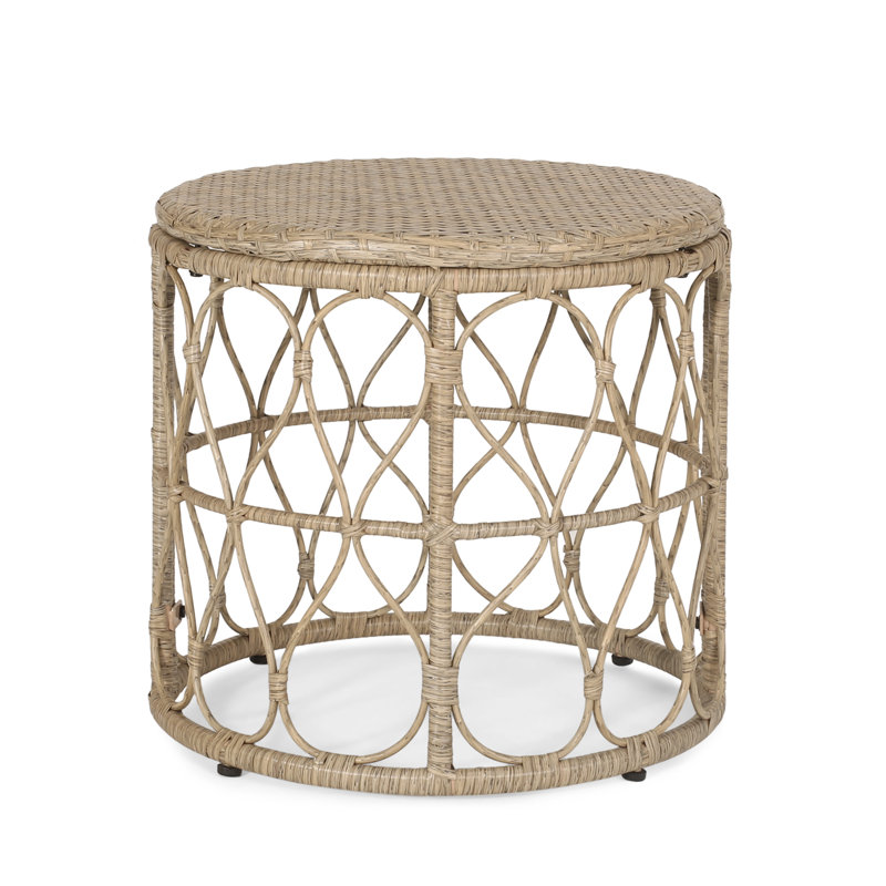Abagaile Round Outdoor Side Table , 19.75'' in. W 19.75'' in. D, Light Brown