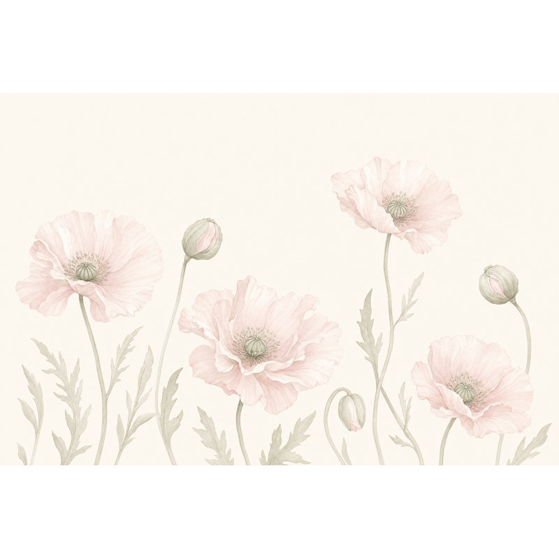 Papier peint floral de coquelicots coquelicots, 120 po x 96 po, Texturé non collé