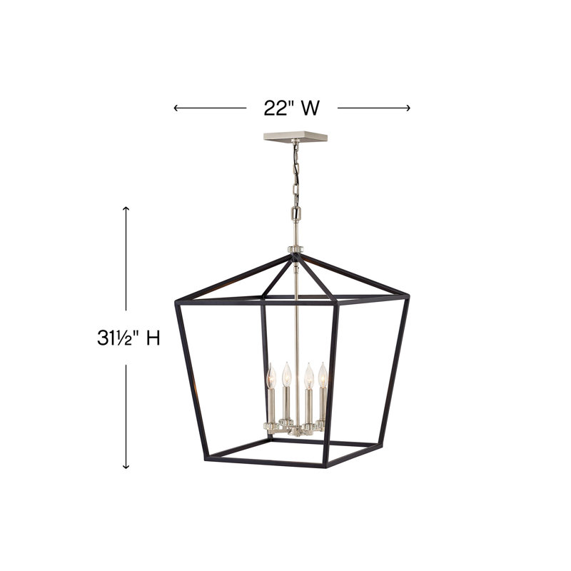 Lustre géométrique à 4 lumières avec détails en cristal Stinson
