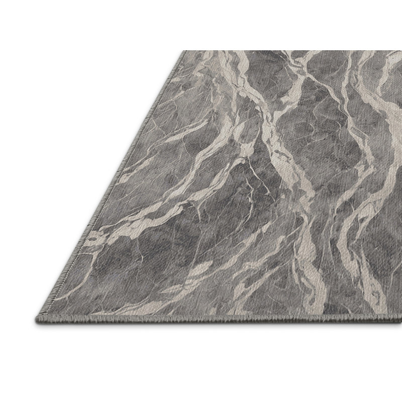 Machine Washable Gray Area Rug, Square 8'