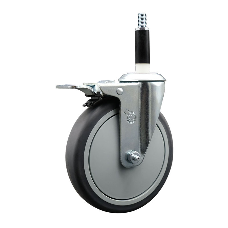 6 Inch Thermoplastic Rubber Swivel 7/8 Inch Expanding Stem Caster Total Lock Brake SCC