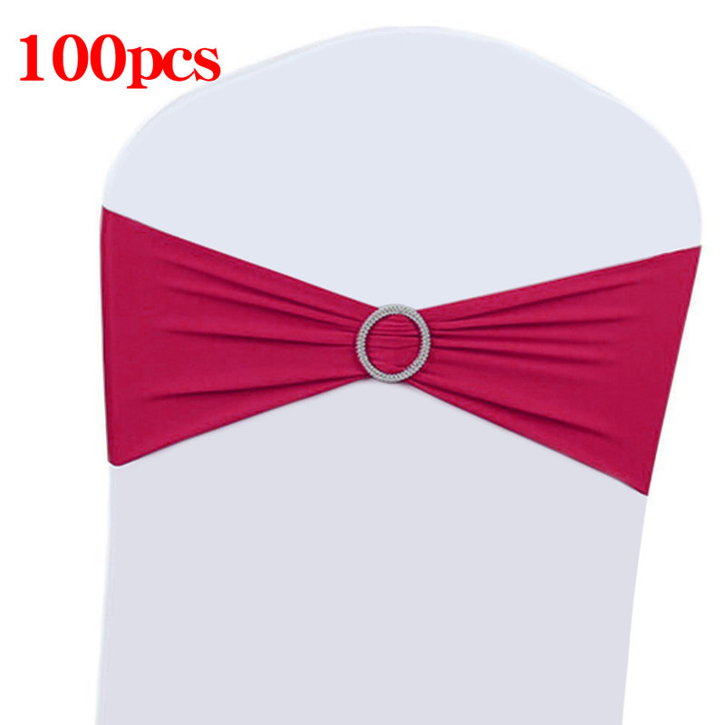 Housse de protection extensible à boucle avec coulisse de fête de mariage, Rouge rose