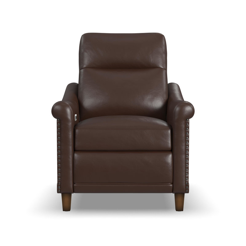Fauteuil inclinable électrique en cuir véritable Elizabeth, Cuir véritable brun