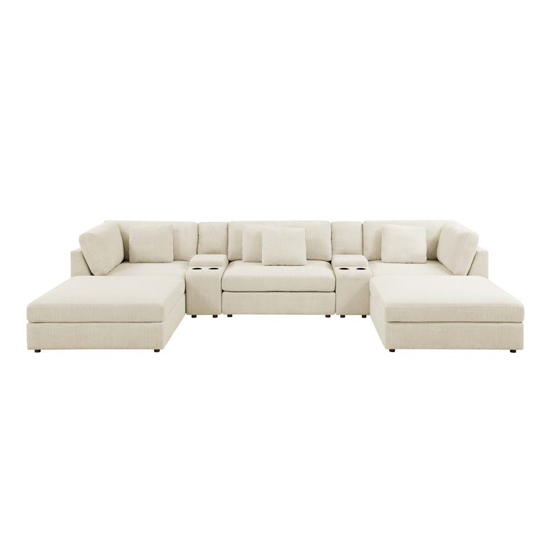 Brysten Sectional, Beige Corduroy