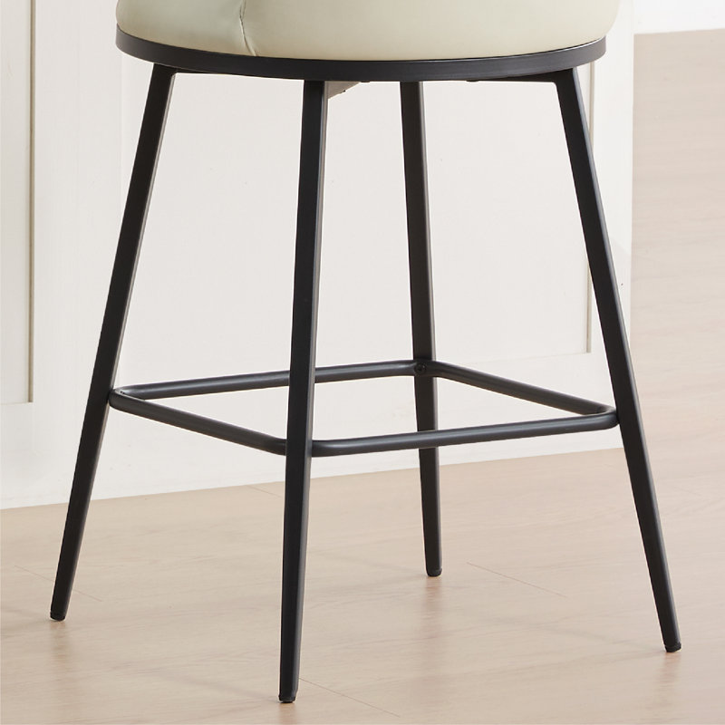 Aura Swivel Upholstered Faux Leather Counter Stool, Cream, 2