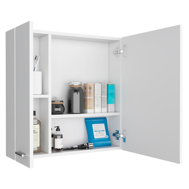 Armoire à double porte 23 "Medecine, quatre tablettes intérieures, blanc, Blanc