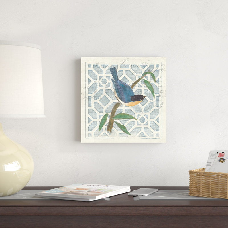 " Monument Etching Tile I Blue Bird " by Wild Apple Portfolio Painting Print, 12" H x 12" W