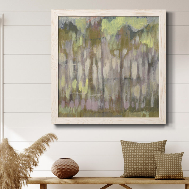 Arbres de vitrail II - Toile encadrée de qualité supérieure - Prêt à être accroché, Cadre blanc, H 17 po x l 17 po x P 1,5 po