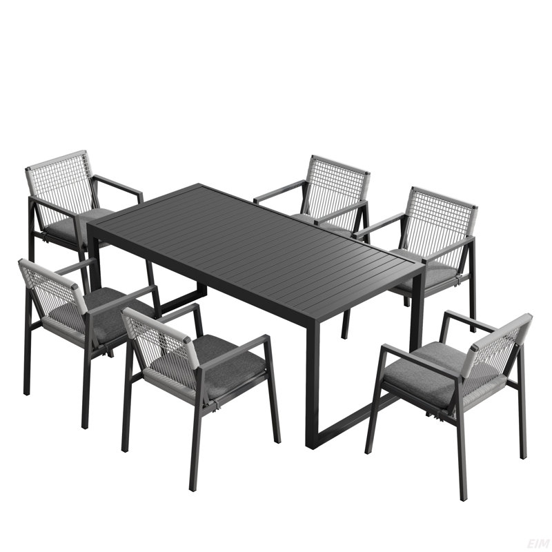 Ensemble de salle à manger d'extérieur, ensemble de 6 chaises de salle à manger en aluminium
