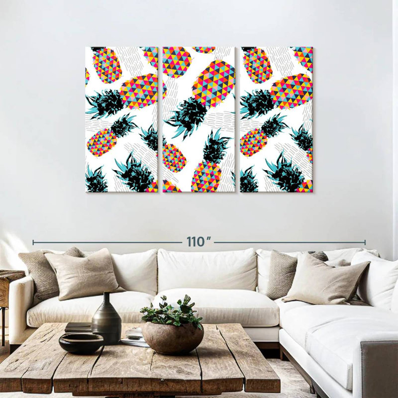 Yarlin Vibrant Pineapple Pattern, 48" H x 74" W