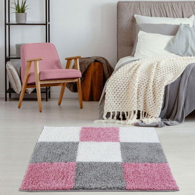 Myshaggy Collection Rugs Geometric Design in Pink