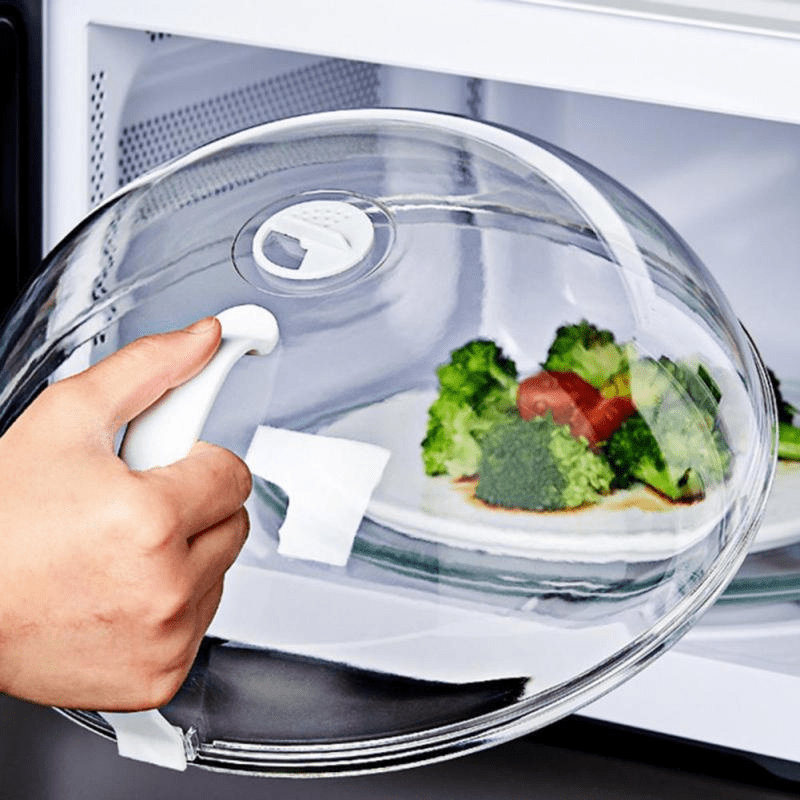 1pc Non-Stick Microwave Splash Cover - Transparent, Anti-Sputtering, Anti-Oil, Reusable, Airtight