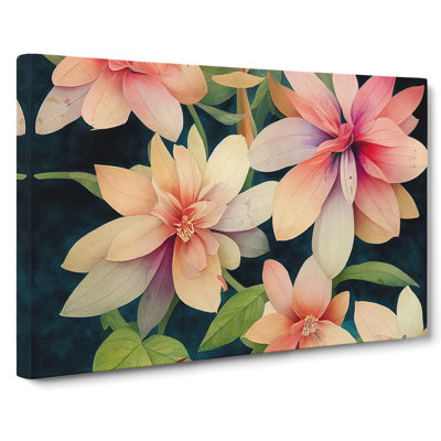 Dreamlike Watercolour Flowers - Wrapped Canvas Print