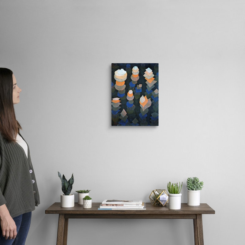 Reproduction d’art sur toile, "croissance des plantes de la nuit" par Paul Klee, H 16 po x l 12 po x P 1,25 po, Toile tendue