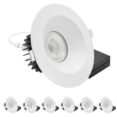 Luminaire encastré à DEL luxueux 6 pouces avec bordure ronde blanche LUXRITE, 22W, 1800LM, 5CCT, faisceau 60 °, intensité variable, Twist-N-Lock, CRI90, ETL