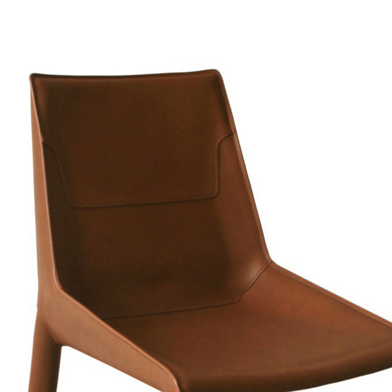 Chaise de salle à manger rembourrée en métal avec dossier Reith, Brun, Brun