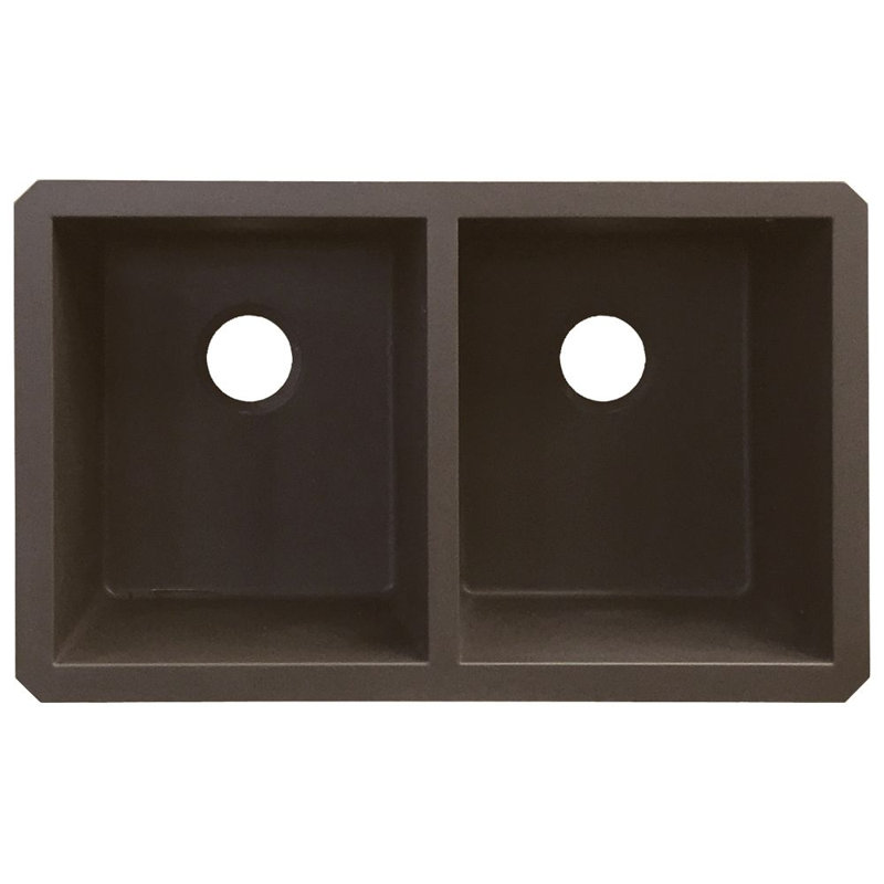 Radius 31.75'' L Double Bowl Kitchen Sink, Espresso