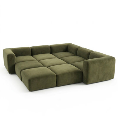 101" Wide Modular Pit Sectional Sofa With 4 Ottomans
