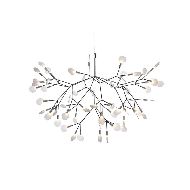 Heracleum III LED Chandelier, Nickel, 25.6" H x 38.6" W x 38.6" D, 157.5"