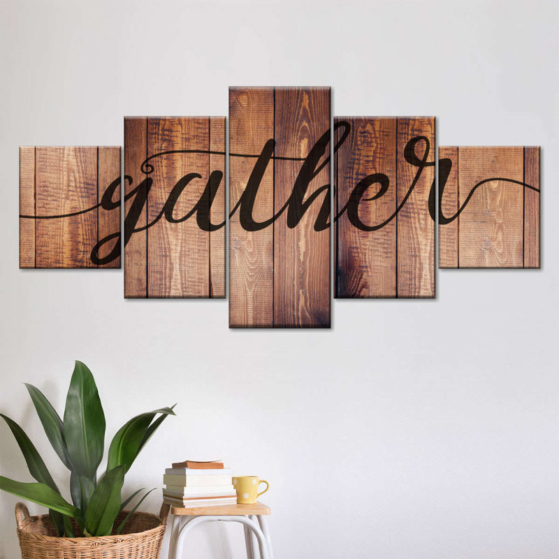 " Gather Typography II " 5 - Pieces, 55" H x 24" W x 1.25" D