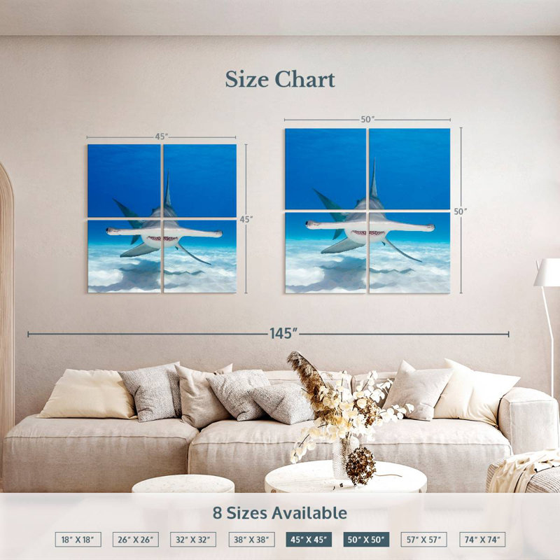 Brampt Hammerhead Shark Swimming, 50" H x 50" W