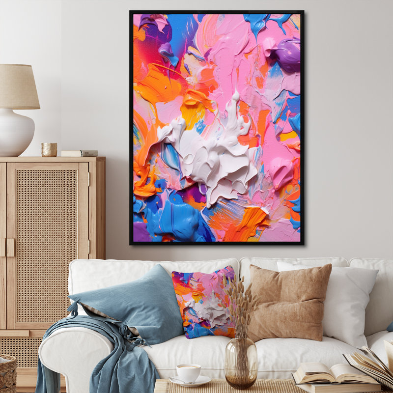 «Rose and White Explosions of Color I», reproduction d'art sur toile, H 44 po x l 34 po x P 1,5 po, Cadre flottant noir