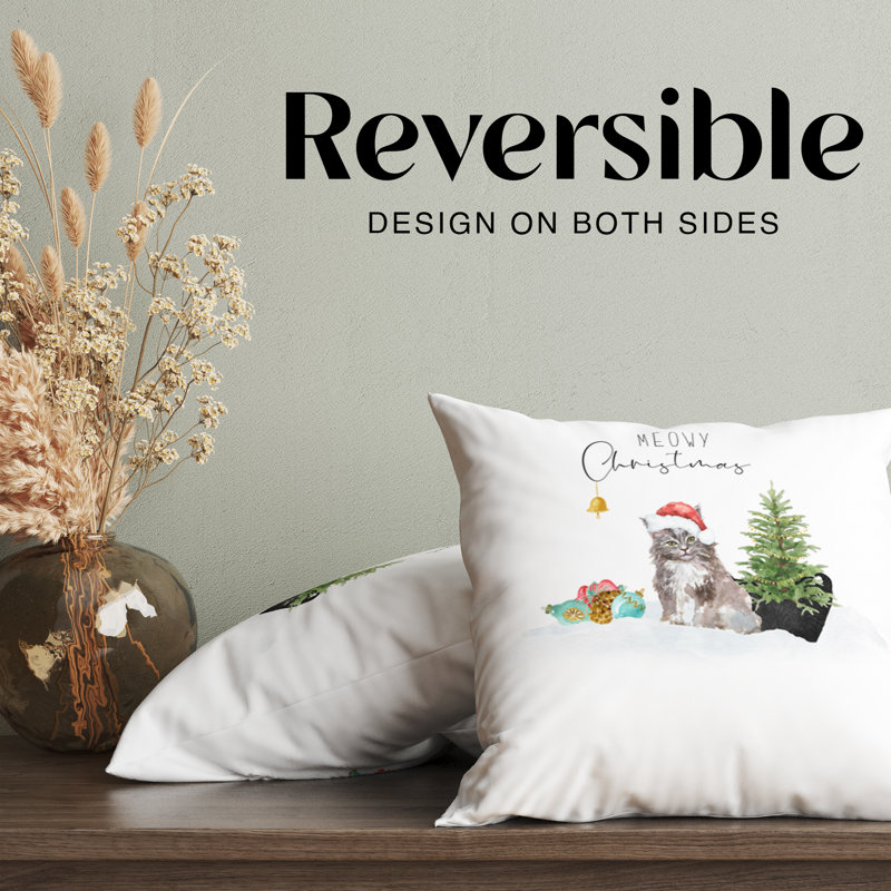 Housse de coussin Meowy Christmas Holiday, H 16 po x l 16 po