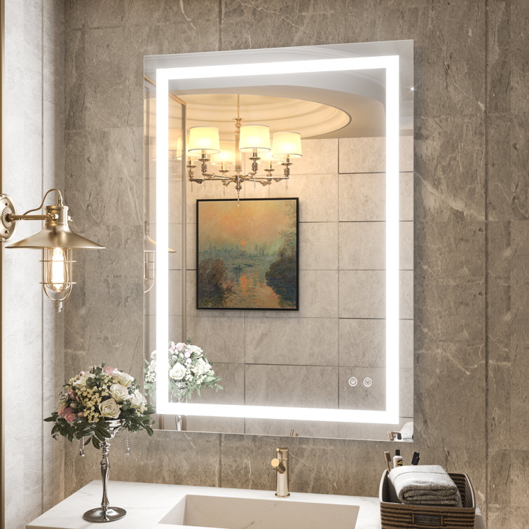 Martrez Frameless LED Lighted Bathroom / Vanity Mirror with Brightness Adjustable, Memory Function, Anti-fog