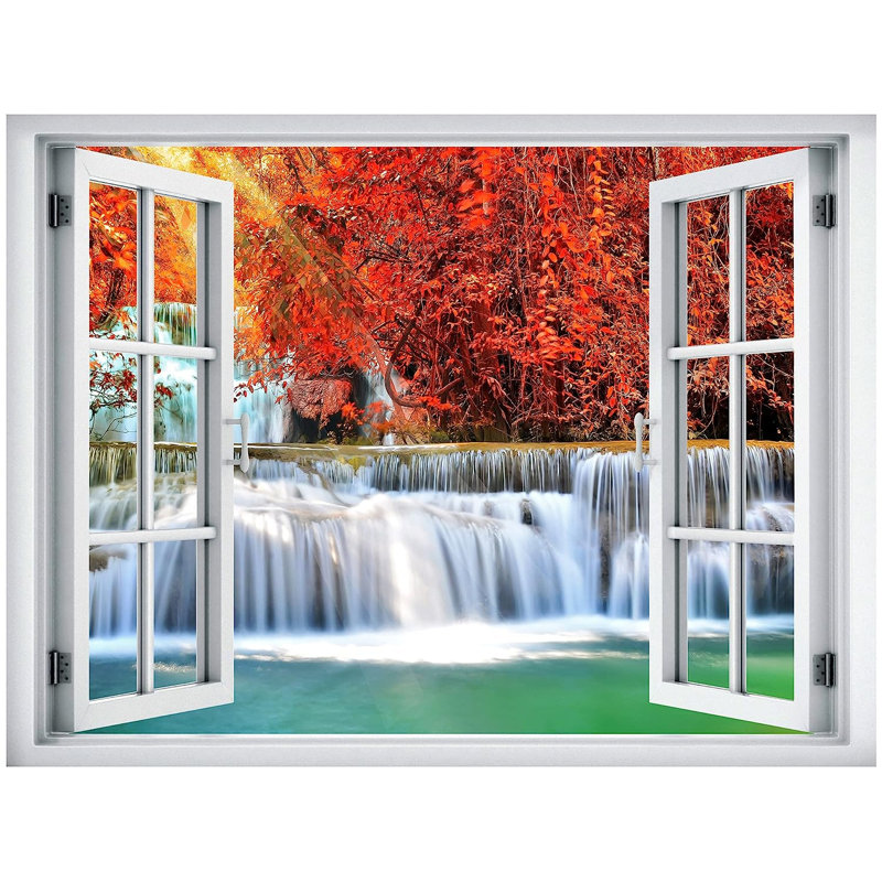 Murale d'automne arbre orange rivière Rapids, L 32 po x l 24 po