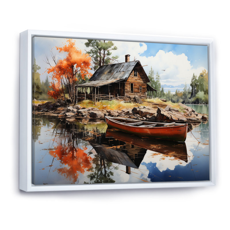 Brown Lakehouse Reflections Of Solitude I - Lake House Cottage Wall Art Prints, H 24 po x l 32 po x P 1 po