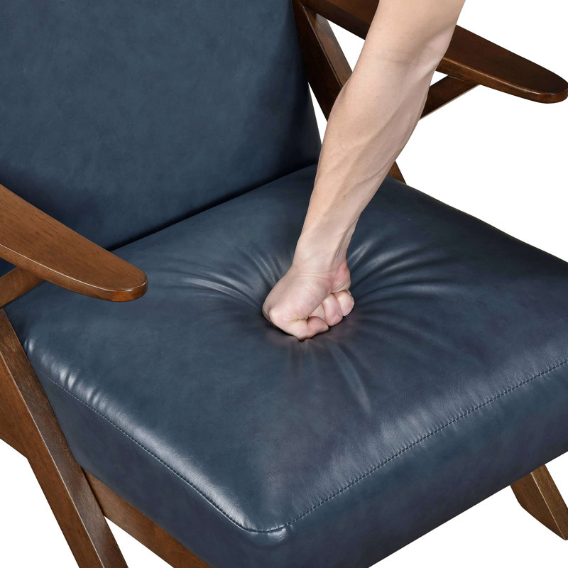 Chaise d'appoint en similicuir, Bois brun, Bleu