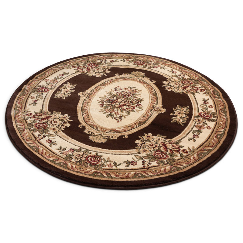 Tapis brun tissé à la machine Pickett, Rond 7 pi 10 po