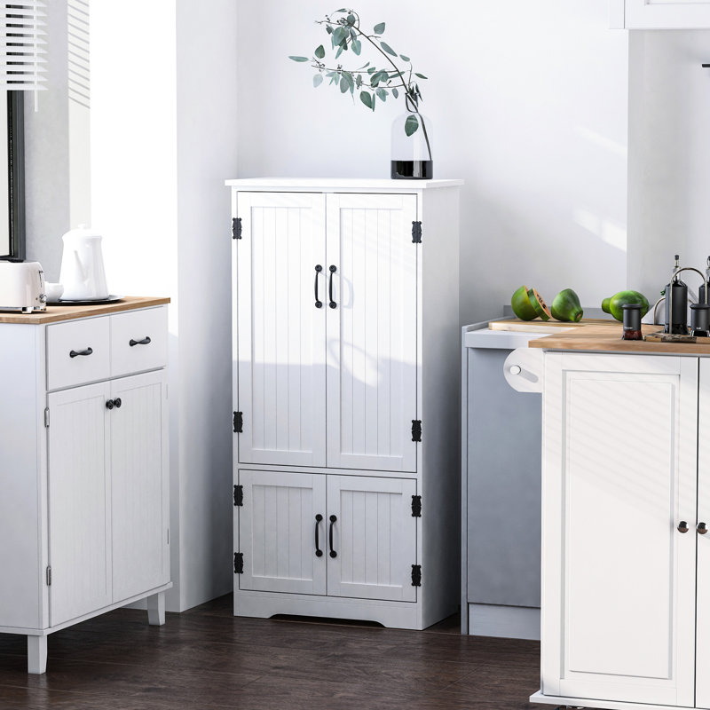 Garde-manger de 48,5 po, blanc - Organisez vos ustensiles de cuisine avec des tablettes amovibles et réglables pour le rangement au sol des compartiments supérieur et inférieur pour une maison pratique