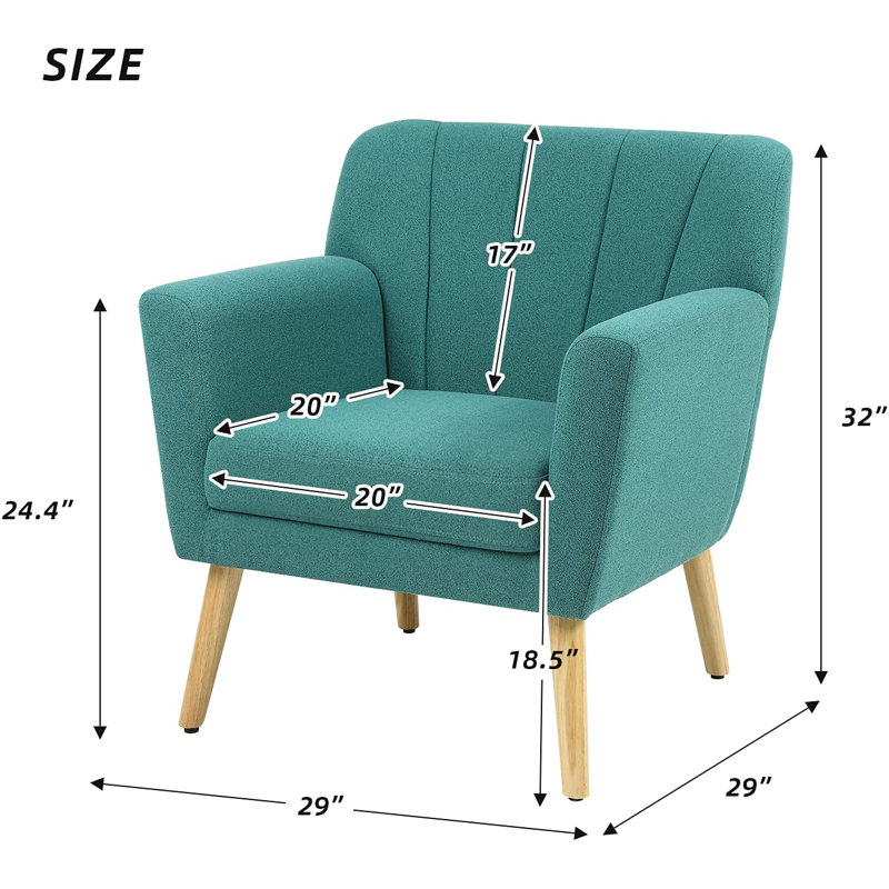 Fauteuil d'appoint Ayinde Mid Century, Lin vert