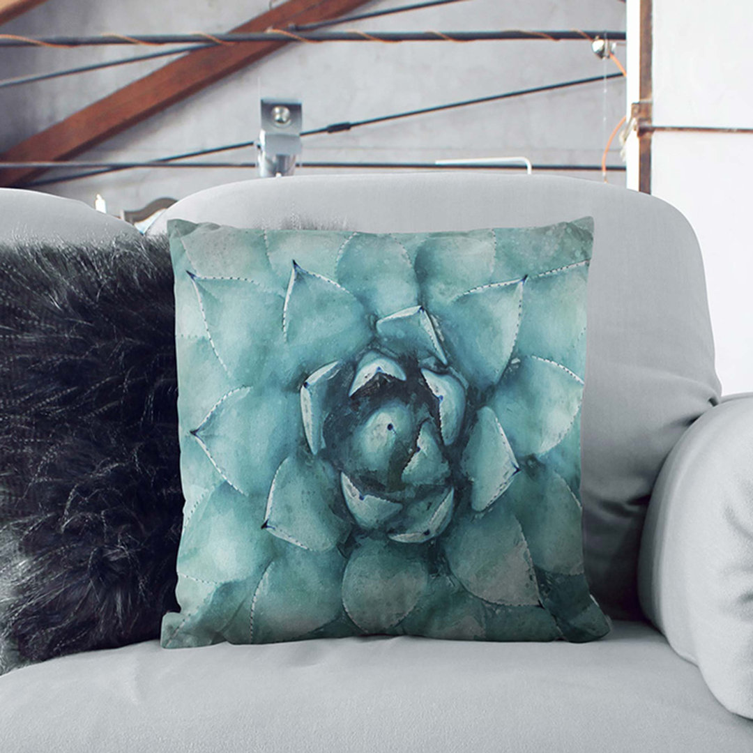 Centre of a Green Succulent Plant Cushion with Filling