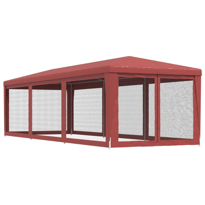 Andry Party Tent with 8 Mesh Sidewalls 3x9 m HDPE, Red, Red