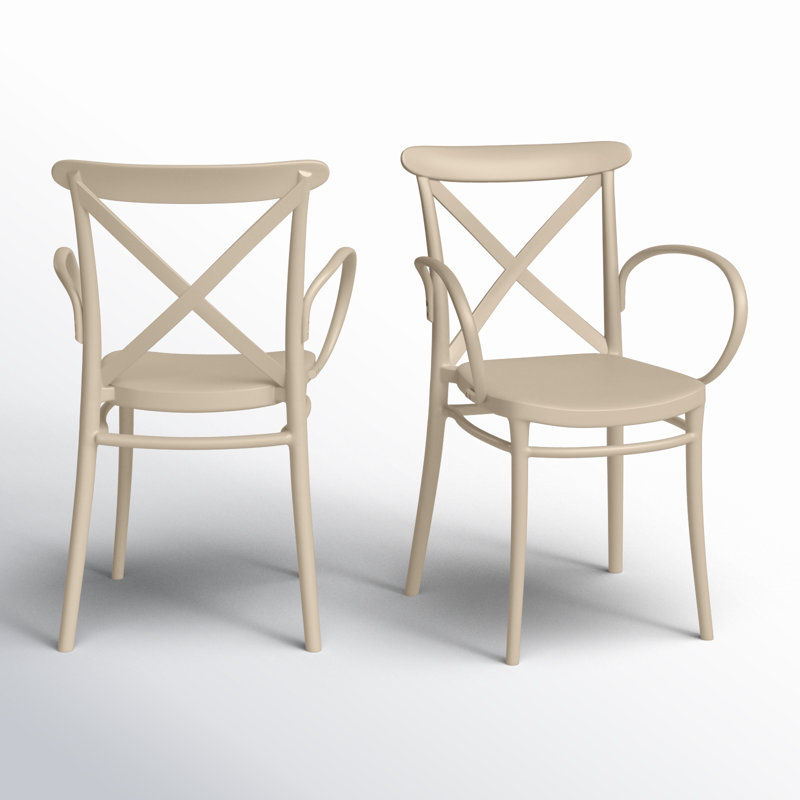 Fauteuil de patio empilable Kenne Anco, Taupe