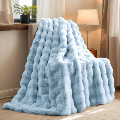 BELLEBED Throw Blanket for Couch,Faux Fur,Fluffy Cozy Soft Plush Luxury Thick Fuzzy Fleece Blanket for Couch Bed Sofa Bedroom Living Room,Comfy Bubble BlanketN/A