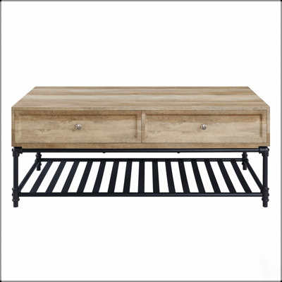 Table basse avec rangement Brantley Oak & Sandy Gray, parfaite pour un décor moderne et industriel
