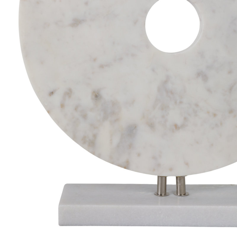 Ryung Decorative Sculpture with Circular Design in Stone Aluminum MDF and Marble Featuring Abstract Artistic Silhouette and Freestanding Form for Contemporary Accent Display