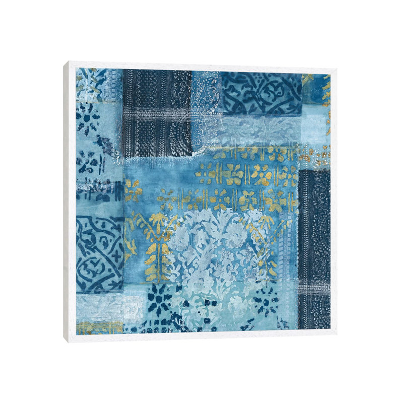 Alhambra III Indigo - Print on Canvas, 66.04cm H x 66.04cm W x 3.81cm D, White Framed