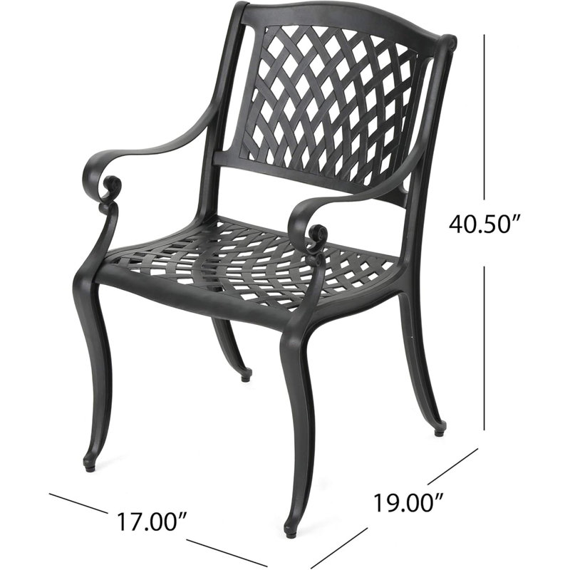  Ensemble de salle à manger rectangulaire en aluminium coulé pour 6 personnes avec table de 63 po, style élégant et résistant aux intempéries, noir